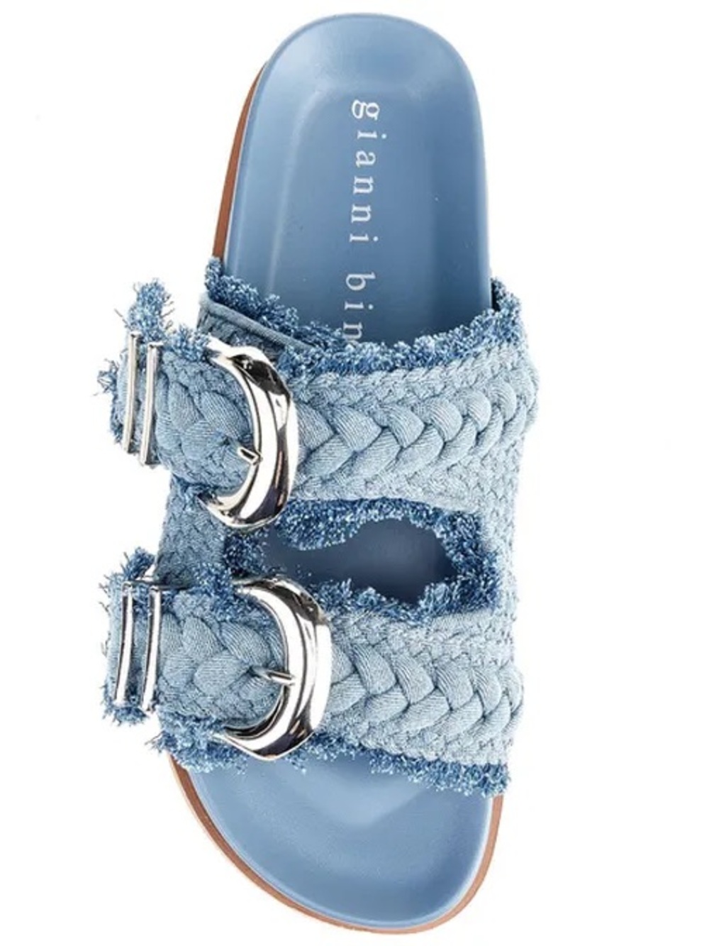 NWT Gianni Bini CecilTwo Braided Denim Double Banded Platform Sandals Sz 6,5 - Picture 2 of 15